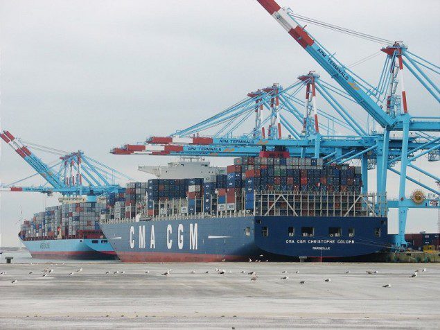 sendbinary CMA CGM Christophe Columb super post panamax apm terminals zeebrugge container port