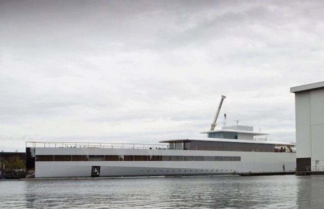 The superyacht built for Apple co-founder Steve Jobs is seen in a shipyard in Aalsmeer in this October 30, 2012 file photo. REUTERS/Michael Kooren/Files