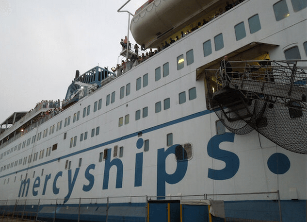 Mercy Ships' Africa Mercy hospital ship. Via Mercy Ships' facebook page